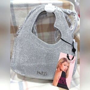 🆕PARIS HILTON Heartbreaker Top Handle/Crossbody Bag Silver